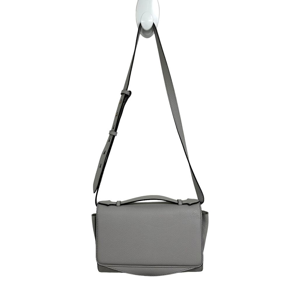 Annabel Ingall Flynn Gray Pebbled Leather Crossbody Handbag